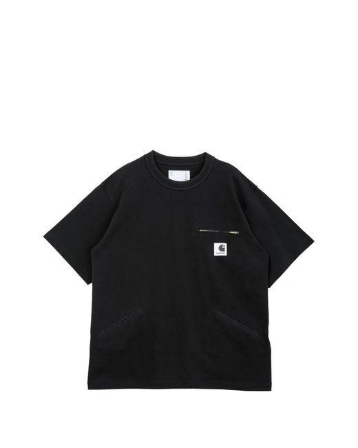 Sacai Black X Carhartt Wip Front-Zip Pocket T-Shirt for men