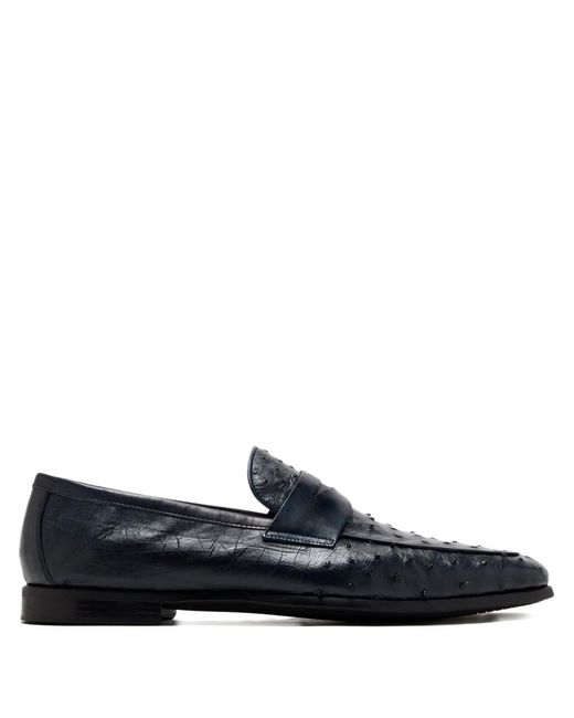 Magnanni Shoes Blue Leather Penny Loafers for men