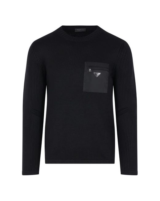 Prada Pullover Mit Logo-Patch in Blue für Herren