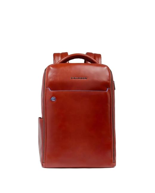 Piquadro Red Leather Backpack for men