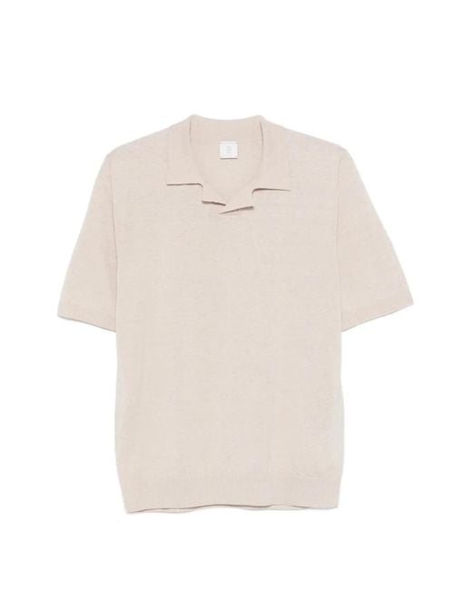 Eleventy White Short-Sleeved Polo-Neck T-Shirt for men