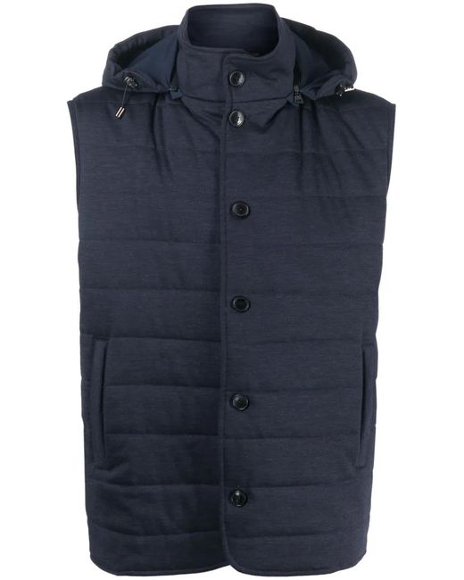 Manzoni 24 Blue Hooded Padded Gilet for men