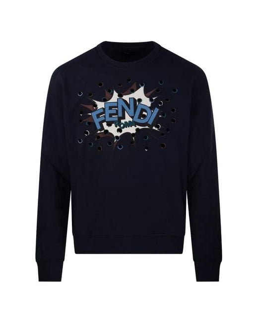 Fendi Blue Cotton Sweatshirt for men