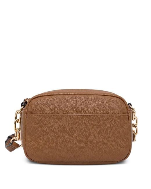 Liu Jo Brown Logo-Plaque Pebbled-Effect Shoulder Bag