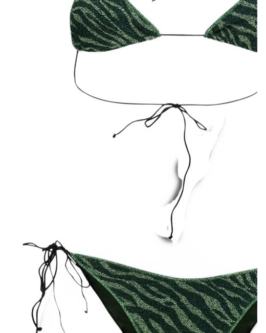 Oseree White Zebra-Pattern Bikini