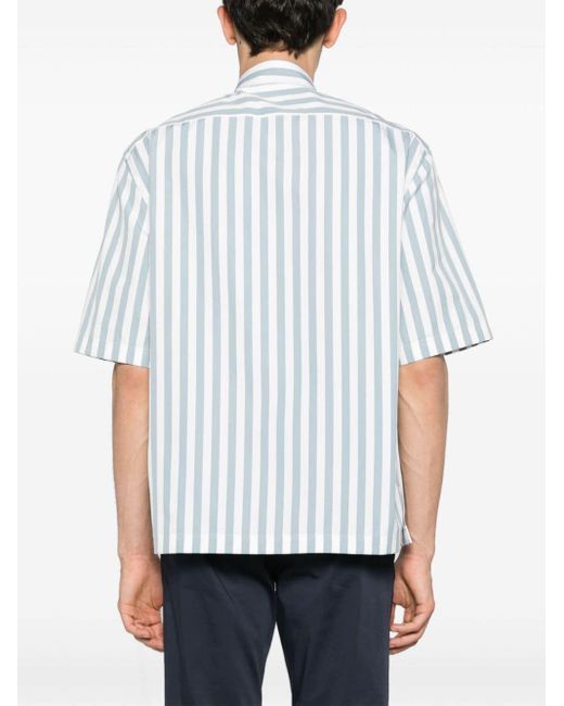 Lardini Blue Riceroa Striped Cotton Shirt for men