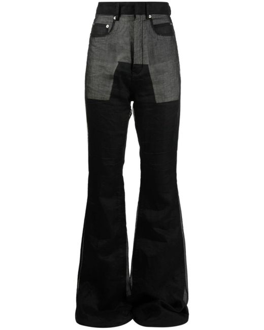 Rick Owens Black Bootcut-Jeans mit hohem Bund
