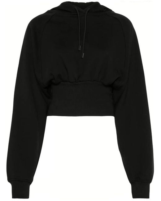Adidas By Stella McCartney Black Organic Cotton Cropped Hoodie
