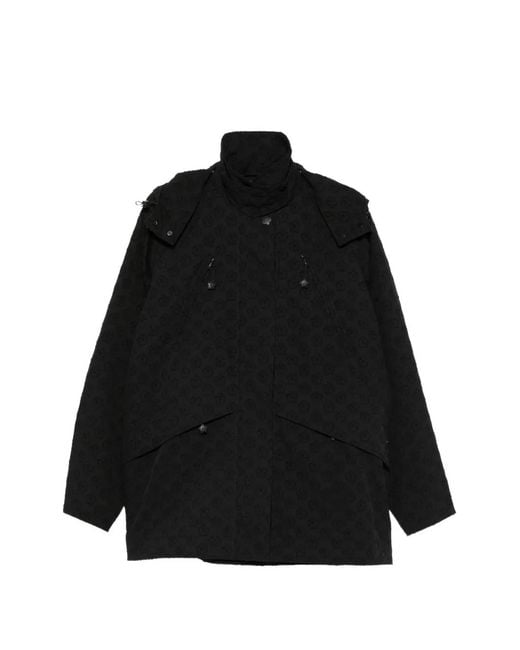CECILIE BAHNSEN Black Finn Floral-Patterned Hooded Jacket