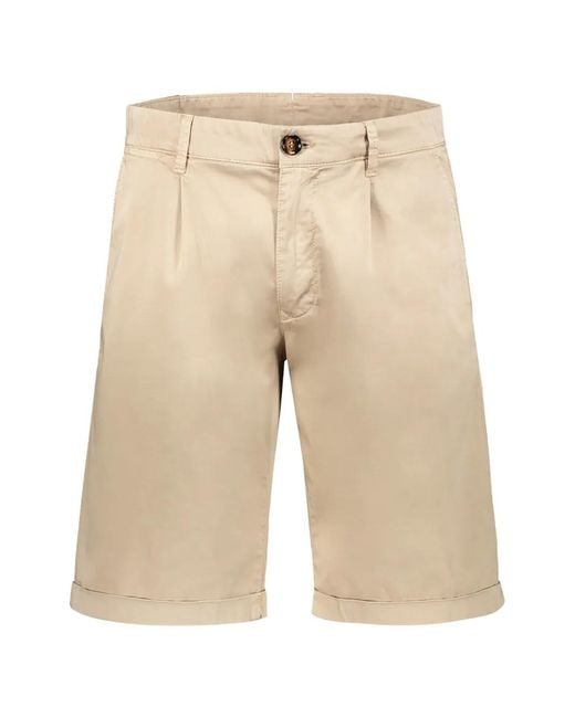 Moorer Natural Alicudi-Kel Pleated Turn-Up Shorts for men
