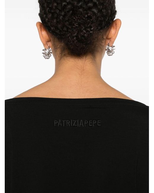 T-shirt froncé à épaules dénudées Patrizia Pepe en coloris Black