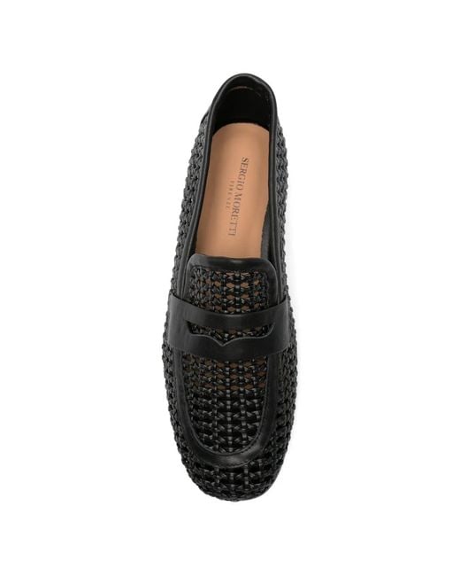 SERGIO MORETTI FIRENZE Black Woven Penny Loafers