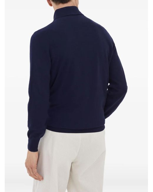 Brunello Cucinelli Blue Cashmere Polo Shirt for men
