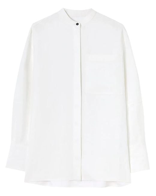 Jil Sander White Drop-Shoulder Linen Shirt