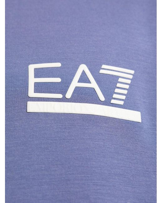 EA7 Blue Logo-print T-shirt for men
