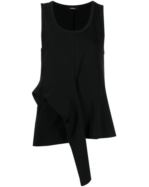 Goen.J Black Asymmetric Sleeveless Top