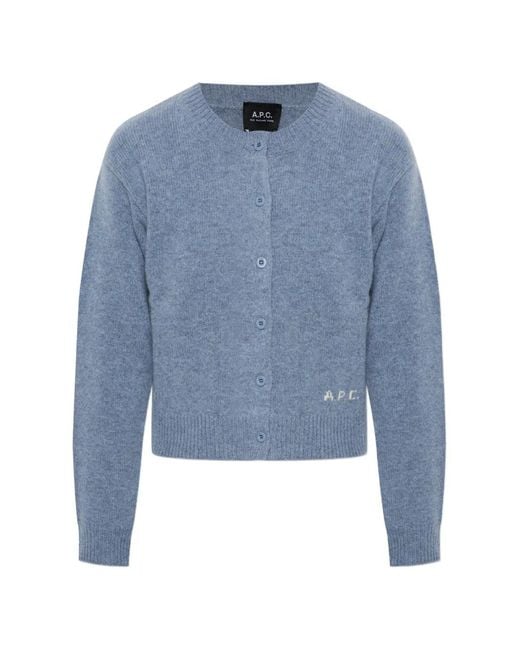 A.P.C. Blue Logo-Detail Cardigan