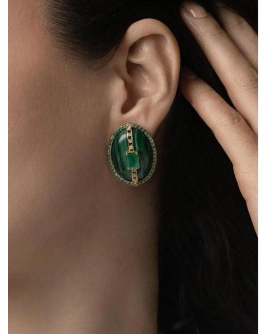 DENISE CASSOU Green 18K Multi-Stone Earrings