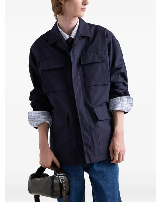 Prada Blue Cotton Safari Jacket for men
