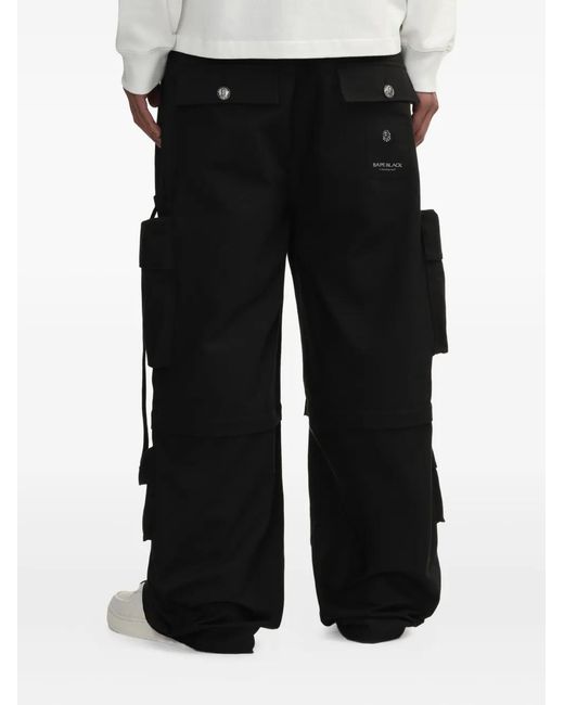 A Bathing Ape Black Cargo Trousers for men