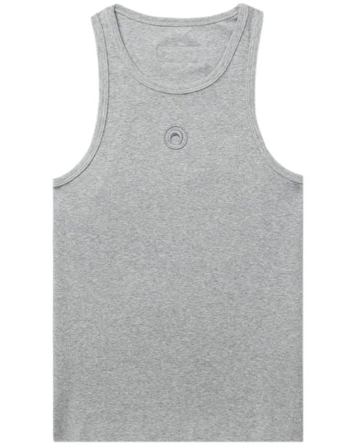 MARINE SERRE Gray Crescent Moon-embroidered Tank Top