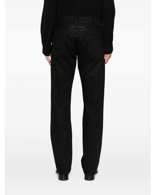 Tom Ford Black Coated Straight-Leg Trousers for men