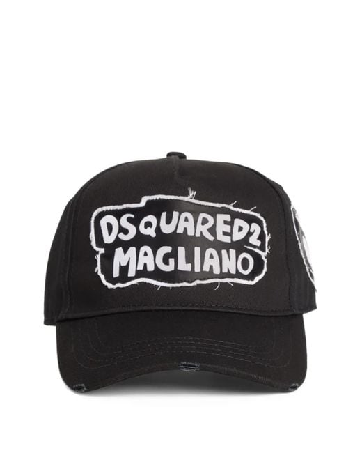 DSquared² Black Dsquared Slogan-Print Baseball Cap for men