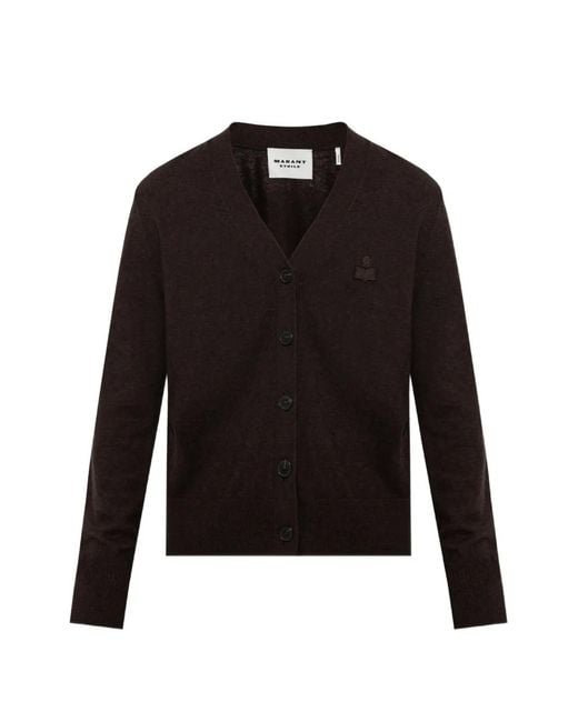 Isabel Marant Black Karina Logo-Patch V-Neck Cardigan