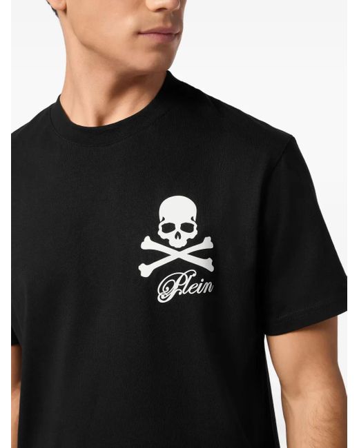 メンズ Philipp Plein スカル ボーン プリント Tシャツ Black