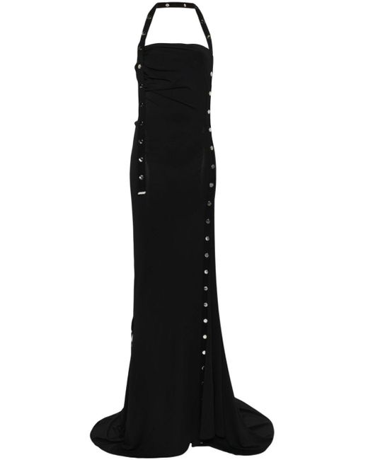 The Attico Maxi-jurk Met Halternek in het Black