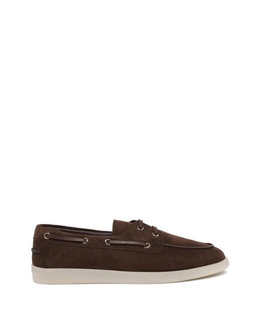 Prada Brown Lace-Up Boat Shoes for men