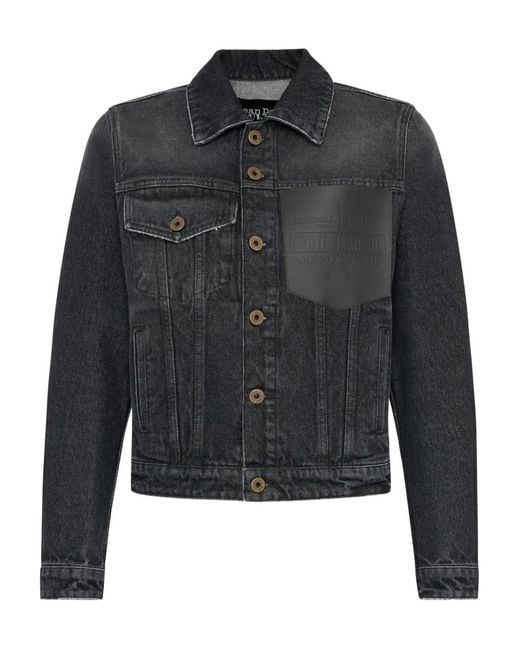 Jean Paul Gaultier Blue Haute Jeanerie Leather-Pocket Denim Jacket