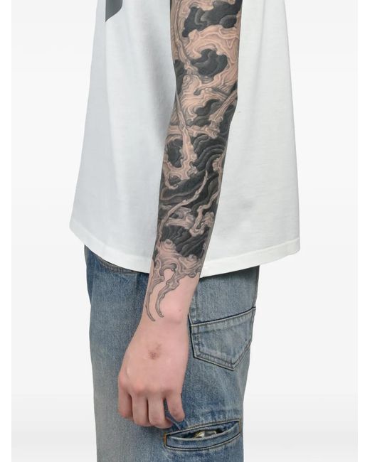 CEDARWOOD White Slogan-Print Fitted T-Shirt for men