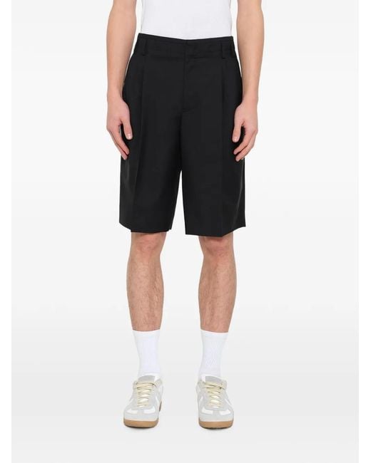Balenciaga Black Pleated Tailored Shorts for men