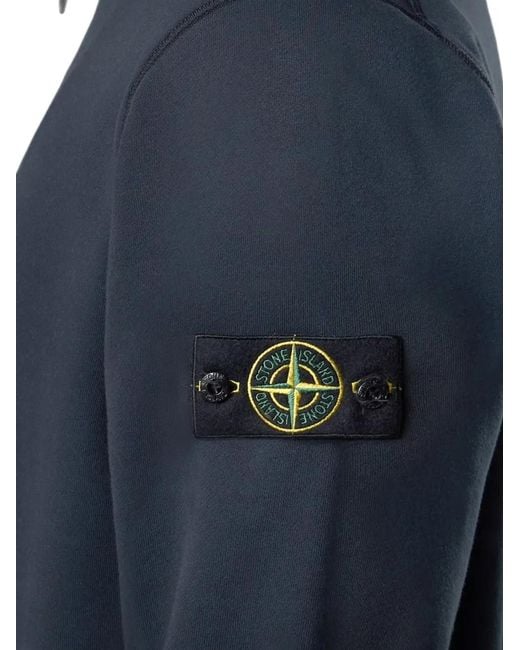 Stone Island Blue Logo-Patch Half-Zip Sweater for men