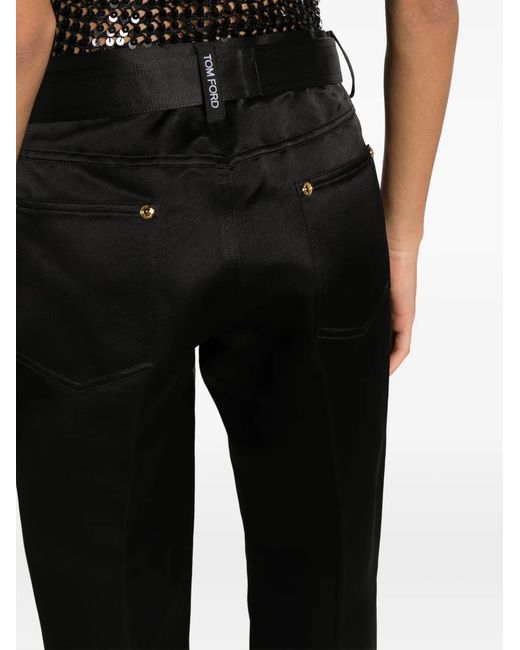 Tom Ford Black Duchesse-Satin Silk Boyfriend Trousers