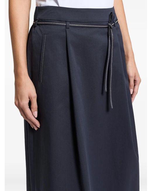 Peserico Blue Tie-Detail Midi Skirt