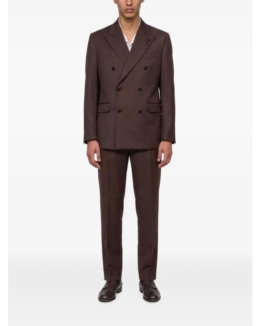Lardini Red Double-Breasted Peaked-Lapel Suit for men