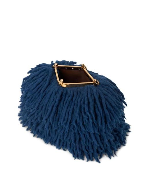 Etro Blue Small Wool Vela Bag With Grinding