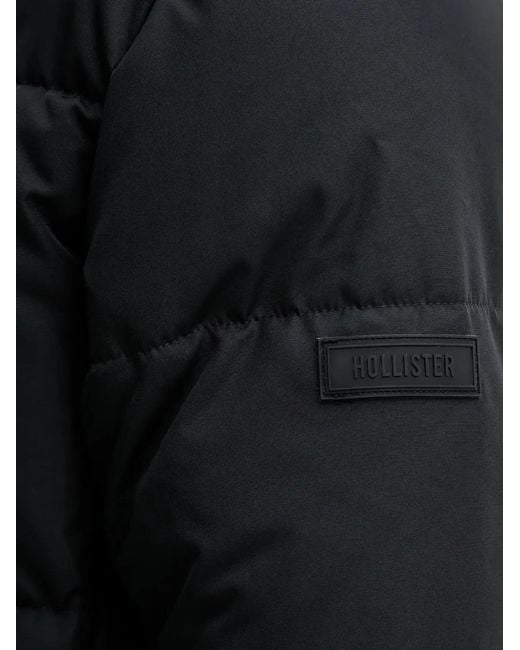 Hollister Black Hooded Puffer Coat for men