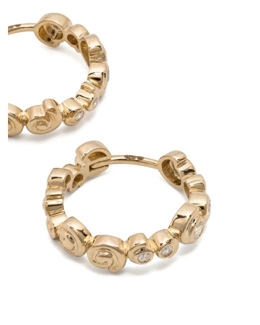 Yvonne Léon Metallic 9Kt Escargot Diamond Hoop Earrings