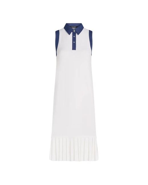 Karl Lagerfeld White Ikon Denim Detail Knit Dress