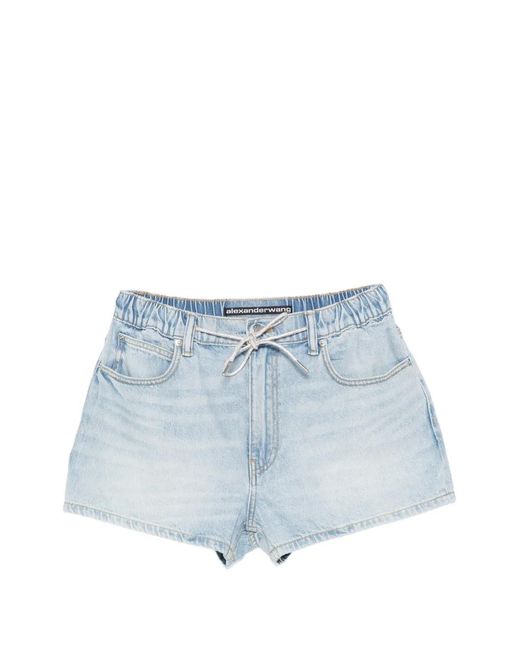 Alexander Wang Blue Marathon Crystal-Drawstring Shorts