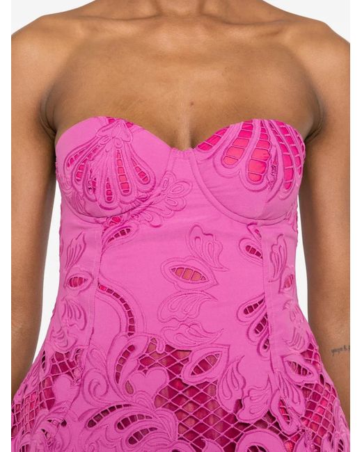 GIUSEPPE DI MORABITO Pink Cut-Out Floral-Embroidered Mini Dress