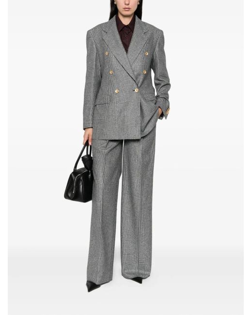 Tagliatore Gray Plaid-Pattern Double-Breasted Suit