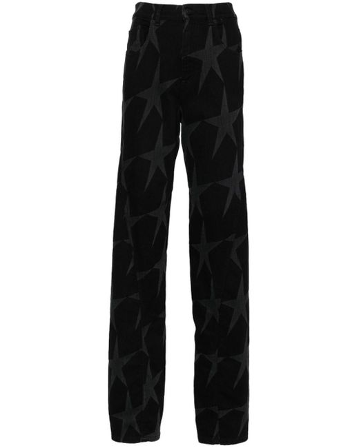 Mugler Black Gerade Jeans mit Stern-Print