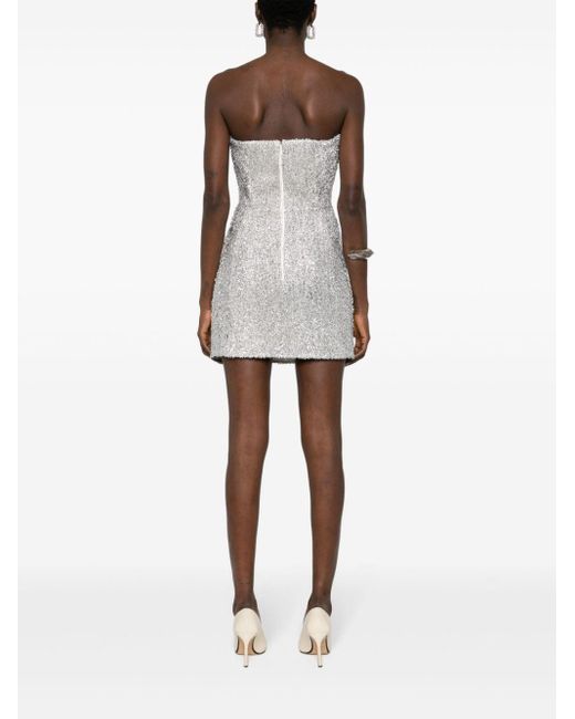 Elisabetta Franchi Gray Metallic Strapless Mini Dress