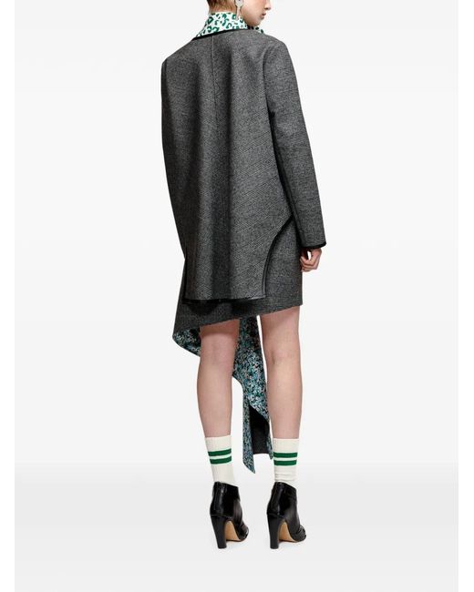 Essentiel Antwerp Gray Kuniko Checked Floral-Panel Mini Skirt