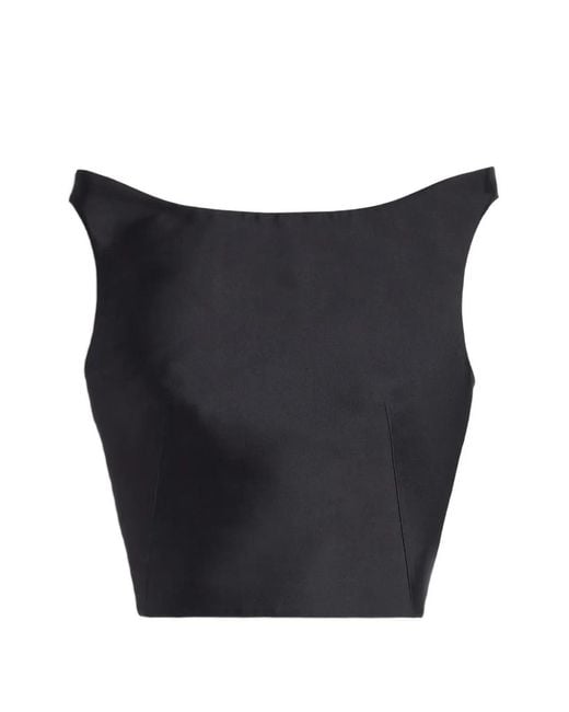 Jil Sander Blue Structured-Shoulder Silk-Blend Top