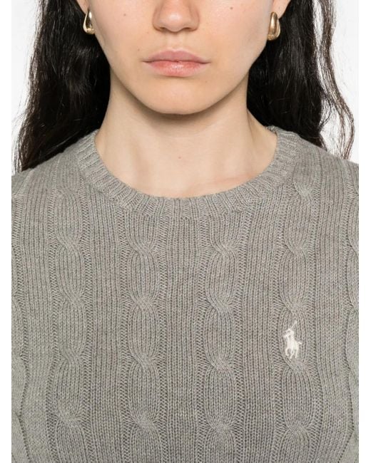 Polo Ralph Lauren Gray Cable-Knit Crew-Neck Sweater